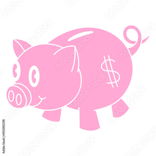 Piggy bank retro cartoon cut out