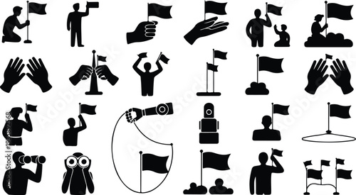 Set of 25 protest icons vector