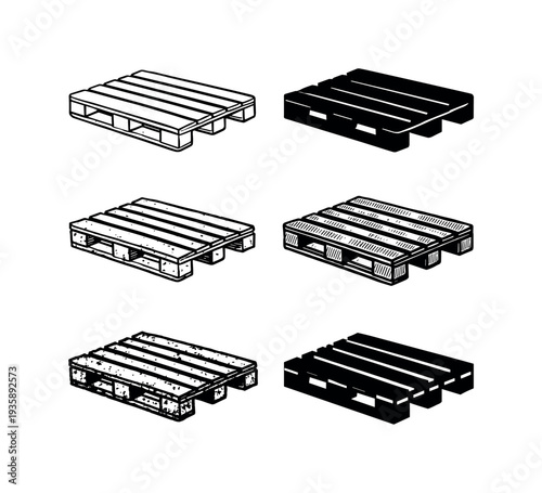Wooden pallet with slatted deck boards and support blocks used for stacking storing and transporting goods in warehouses | Create