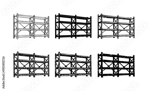 Long span warehouse shelving rack with cross braces and multiple tiers for bulk inventory storage | Create ONE image containing