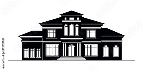 A large two story house with a symmetrical facade and a central front door