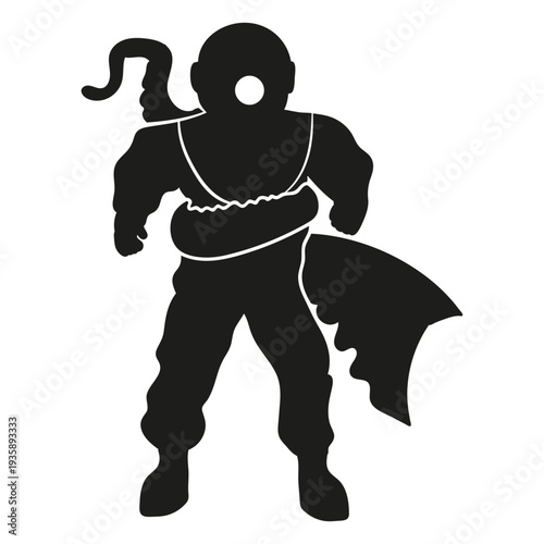 Scuba diver held by tentacle
