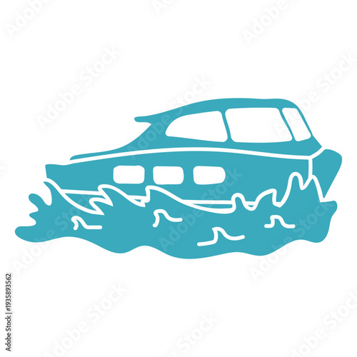 Speedboat cut out navigating