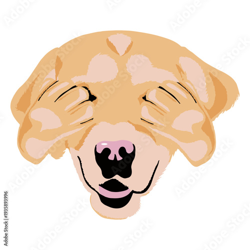 Shy dog covering eyes