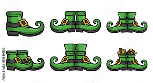 Green Christmas Elf Boots with Buckles.