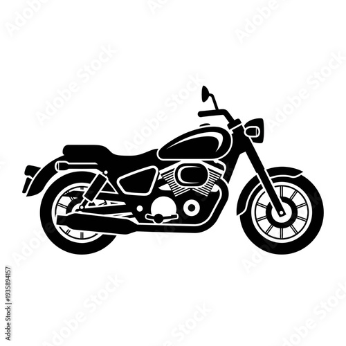 Black silhouette icon of a classic motorcycle, representing speed, power, and freedom on the road