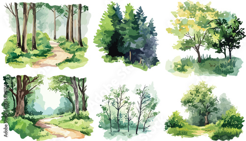 Spring tree and fresh green asparagus in a vibrant garden landscape