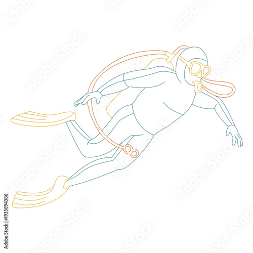 Simple scuba diving man