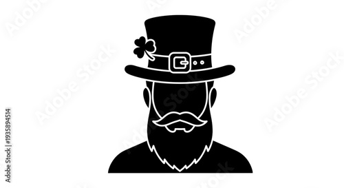 Leprechaun Hat Man Beard Illustration Silhouette.