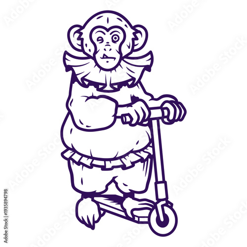 Circus monkey on a scooter