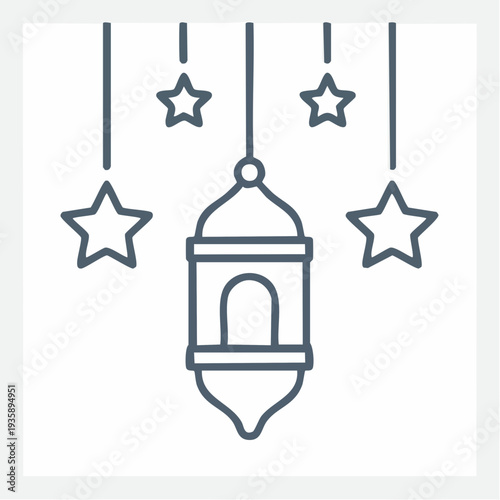 Ramadan Lantern and Stars Decorative Illustration for Islamic Celebrations and Ramadan Kareem