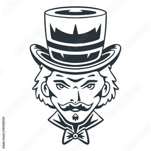 Circus presenter with hat head icon
