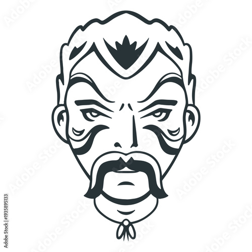 Moustached circus man character