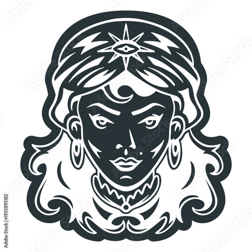 Circus woman character detailed head