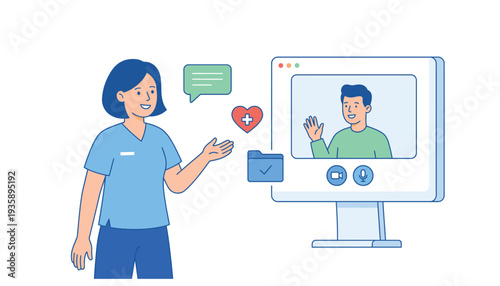 Woman having a video call with a man on her computer.