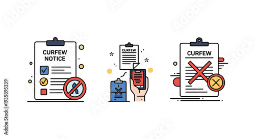Curfew Notice Line dynamic abstract creative vector