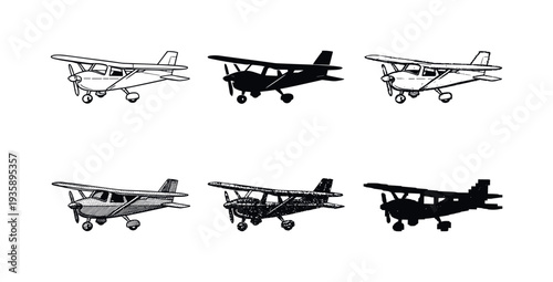 Small propeller airplane with front engine and fixed wings used for regional flights and pilot training | Create ONE image