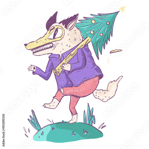 Anti Christmas rat tree character