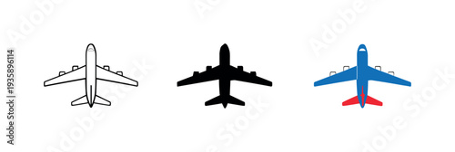 Worldwide aviation network concept illustrated by identical passenger airplanes aligned horizontally with equal spacing and