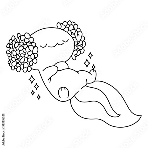 Axolotl stroke cute sleeping