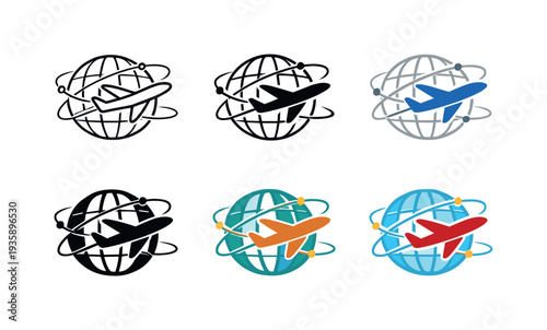 Concept illustrating worldwide aviation networks depicted as a jet form intersecting a latitude longitude grid, symbolizing