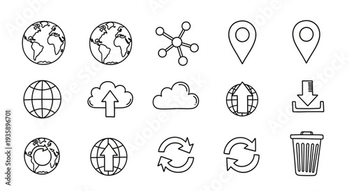 Collection of Hand Drawn Internet and Technology Icons.
