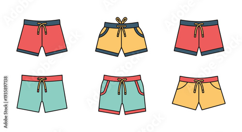 Swim Shorts Line art vector simple creative color illustration