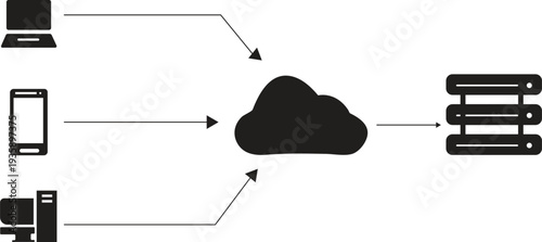 Cloud Computing Network Diagram – Device to Cloud Data Flow, Server Connection, Internet Technology Infrastructure