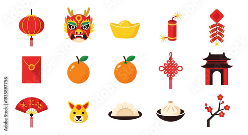 Chinese new year festive icon collection