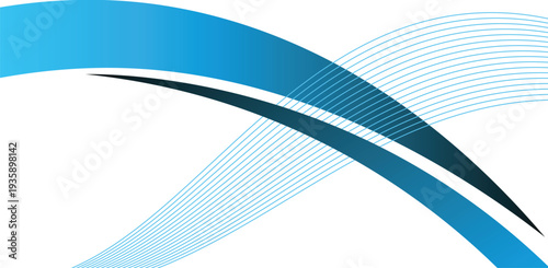 Blue Abstract Wave Ribbon Background With Modern Flow Lines