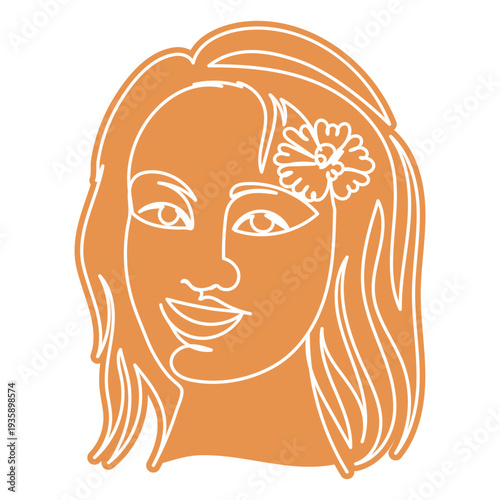Woman flower continuous line people