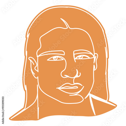 Man long hair continuous line people