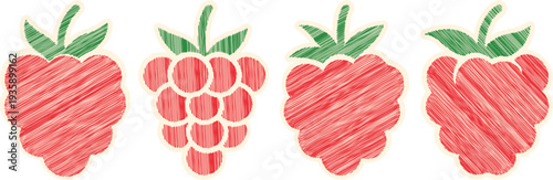 Charming Scribble Raspberry Sticker Pack for Creative DIY Design Projects