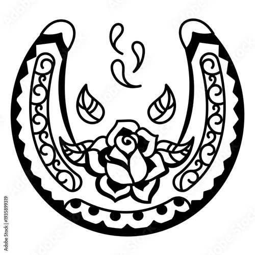 Wild west floral horseshoe filled stroke