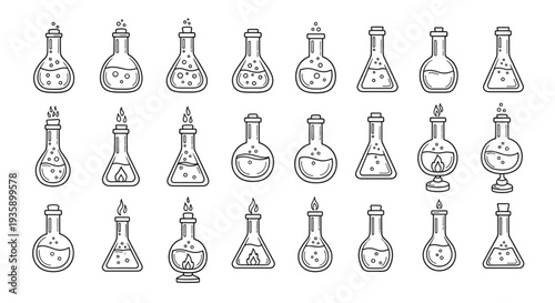 Collection of Hand Drawn Potion Bottles.
