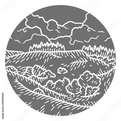 Grassland flat landscape cut out