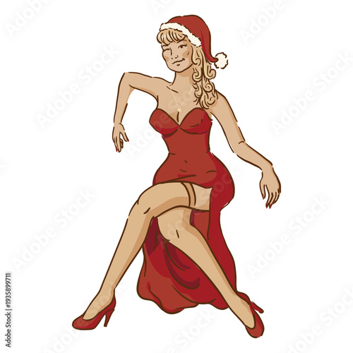 Girl with christmas dress posing