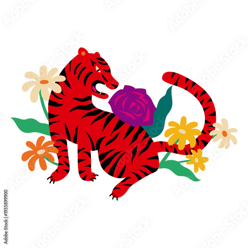 Tiger flat chinese new year