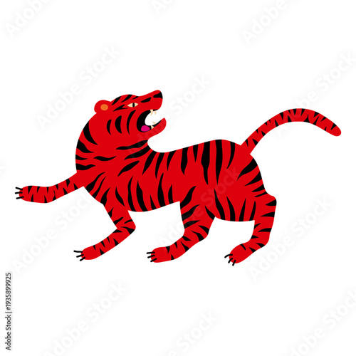 Red tiger flat chinese new year