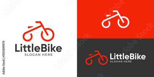 Creative simple little bike logo template. Bicycle logo design vector illustration.