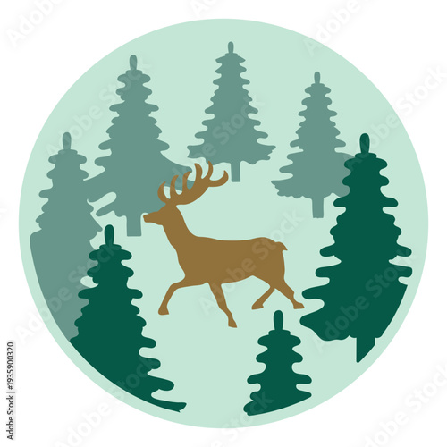 Christmas flat reindeer woods