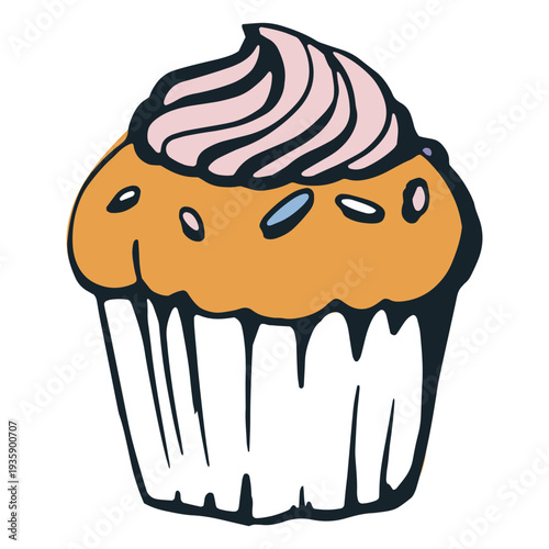 Cute muffin hand drawn