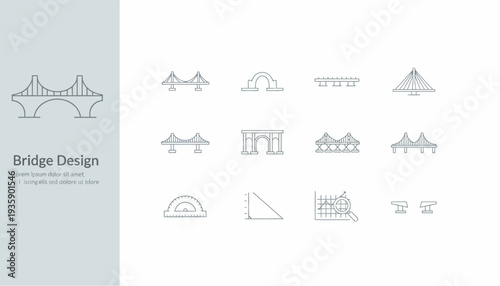 Collection of Simple Bridge and Architectural Designs Icons.