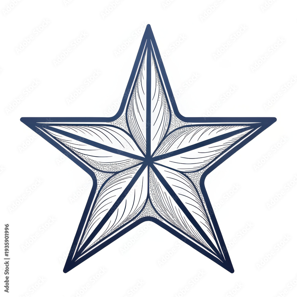 Obraz premium Decorative star design with intricate leaf patterns in blue 