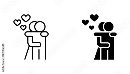 Couple kissing icon set, Valentine's Day, vector illustration on white background