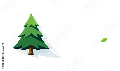 Pine tree silhouette lying flat seen from a top-down angle emphasizing triangular outline, offset to the left third of a 3:2