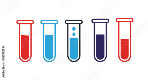 Test Tube Line art vector set abstract colorful illustration