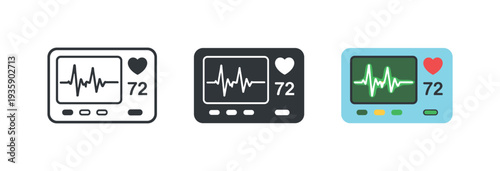 Wellness tracking concept shown as a heart rate monitor screen with waveform line and small heart icon, centered and clearly