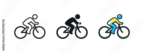 Urban commute context displayed as a roadway lane marking icon for two-wheeled transport, identical geometry arranged