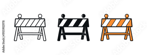 Protective barrier metaphor conveyed by a roadblock barricade with diagonal panels and support legs, matching silhouette